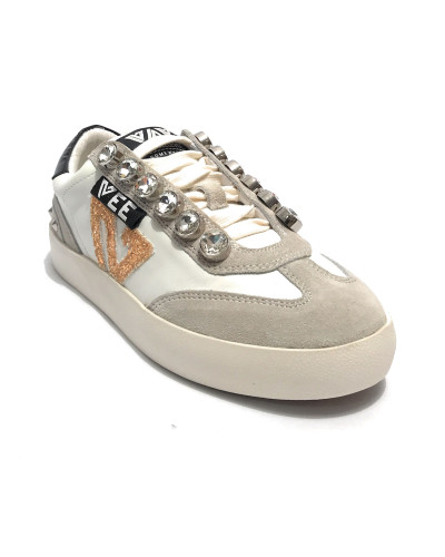 Scarpe donna sneaker Emanuélle Vee Olivia strass P003 combi white/black D26EV20 452P-500-10-P003CB\WH-BL