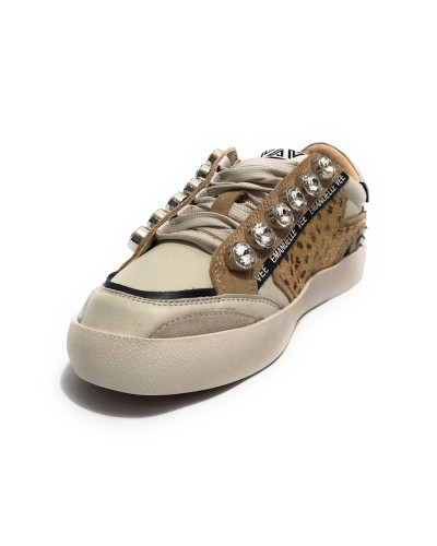 Scarpe donna sneaker Emanuélle Vee Olivia strass P003 combi multi animalier D26EV18 452P-500-14-P003CB\MUA
