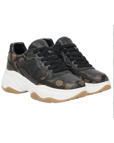 Scarpe donna Guess sneaker zeppa Hapyy embossed black/brown D26GU24 FLTHPYFAL12