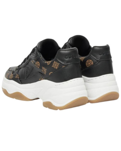 Scarpe donna Guess sneaker zeppa Hapyy embossed black/brown D26GU24 FLTHPYFAL12