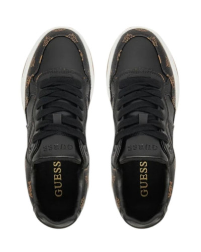 Scarpe donna Guess sneaker zeppa Hapyy embossed black/brown D26GU24 FLTHPYFAL12
