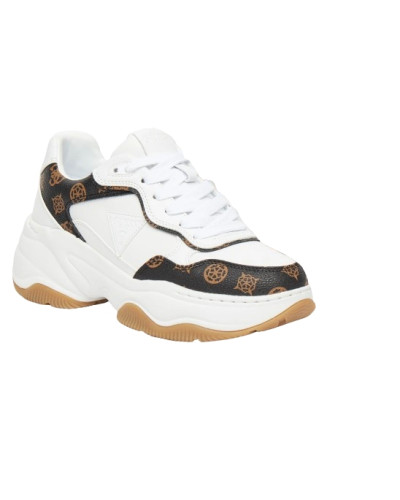 Scarpe donna Guess sneaker zeppa Hapyy embossed white/ brown D26GU26 FLTHPYFAL12