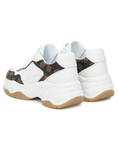 Scarpe donna Guess sneaker zeppa Hapyy embossed white/ brown D26GU26 FLTHPYFAL12