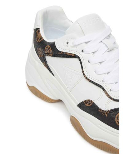 Scarpe donna Guess sneaker zeppa Hapyy embossed white/ brown D26GU26 FLTHPYFAL12