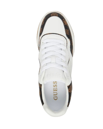 Scarpe donna Guess sneaker zeppa Hapyy embossed white/ brown D26GU26 FLTHPYFAL12