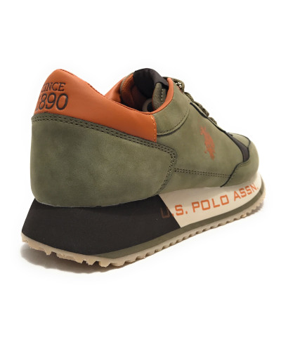 Scarpe U.S. Polo sneaker running Cleef006M in ecopelle scamosciata/tessuto verde U26UP15