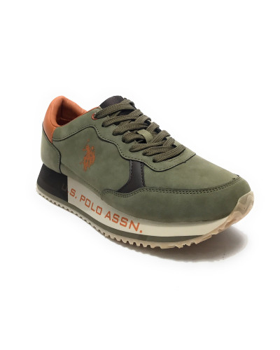 Scarpe U.S. Polo sneaker running Cleef006M in ecopelle scamosciata/tessuto verde U26UP15