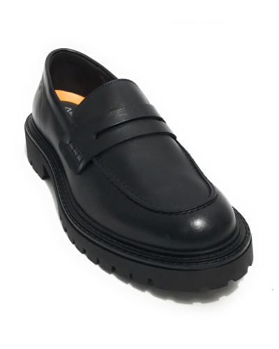 Scarpe uomo Ambitious mocassino fondo alto in pelle nero U26AM08 13737-6583AM