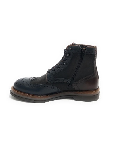 Scarpe uomo Ambitious polacchino stringato in pelle navy combi U26AM10 12432-6553AM