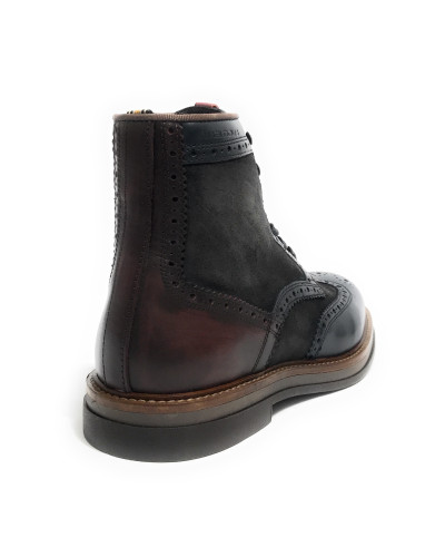 Scarpe uomo Ambitious polacchino stringato in pelle navy combi U26AM10 12432-6553AM