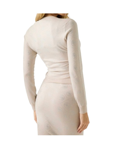 Maglia donna Guess longsleeve con strass beige ES26GU02 W6RR66Z3JD2