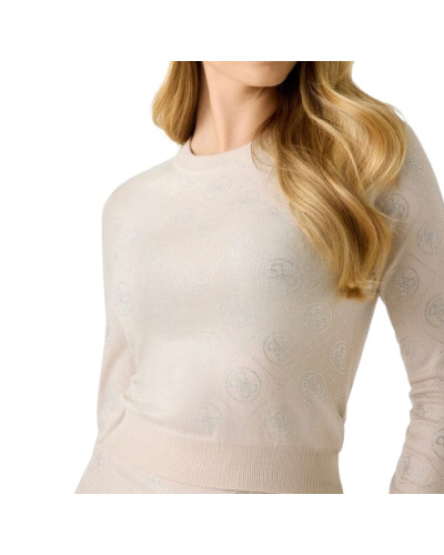 Maglia donna Guess longsleeve con strass beige ES26GU02 W6RR66Z3JD2