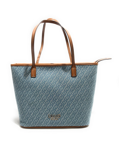 Borsa donna Liu-jo Evrim Tote M jacquard dusty blue BS26LJ19 AA6070 T379A