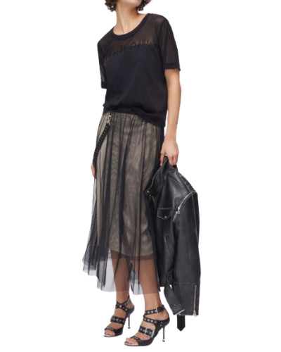 T-shirt donna Liu Jo in jersey e mesh nero ES26LJ05 TA6277 JS923
