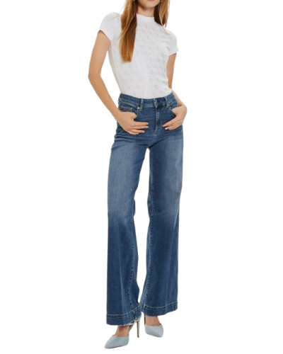 T-shirt donna Guess cropped con logo 4G in strass white ES26GU15 W4BI26J1314 G011