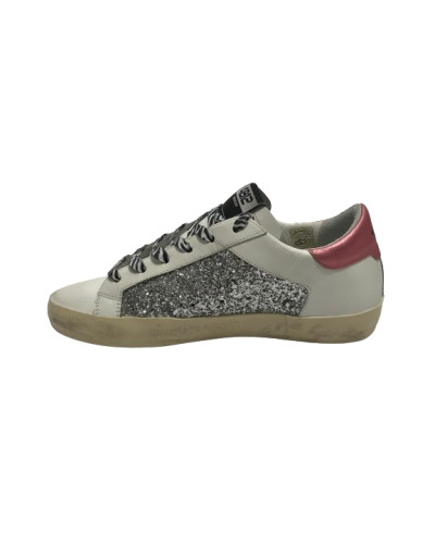 Scarpe donna 4B12 sneaker in pelle rosa/ glitter D25QB06 SUPRIME-DBS269