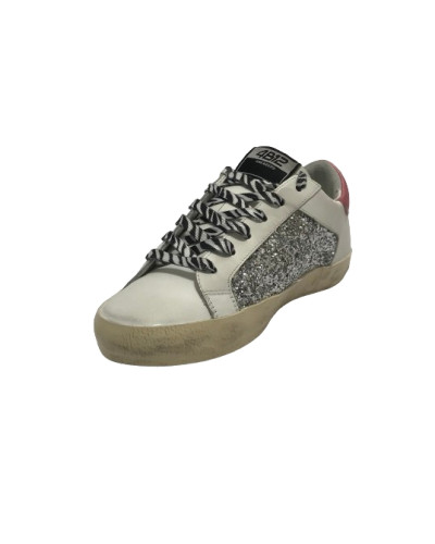 Scarpe donna 4B12 sneaker in pelle rosa/ glitter D25QB06 SUPRIME-DBS269