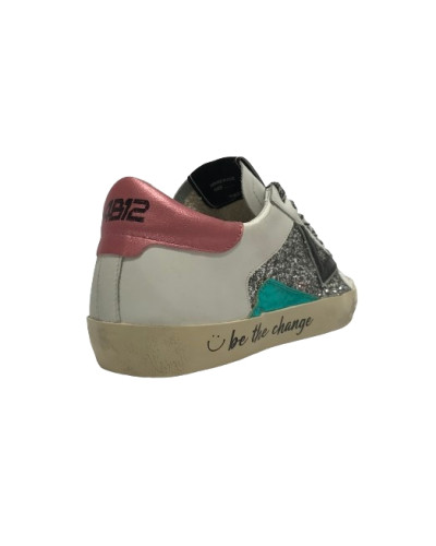 Scarpe donna 4B12 sneaker in pelle rosa/ glitter D25QB06 SUPRIME-DBS269