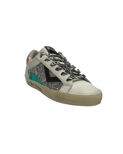 Scarpe donna 4B12 sneaker in pelle rosa/ glitter D25QB06 SUPRIME-DBS269