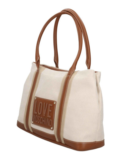 Borsa donna Love Moschino shopper canvas naturale/ PU cuoio BS26MO50 JC4064PP1OLZ110A