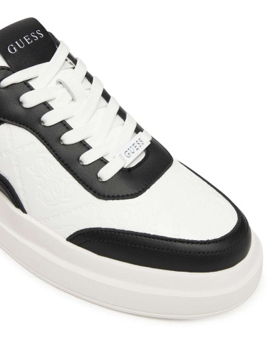 Scarpe uomo Guess sneaker Elbano logo in pelle ed ecopelle white/black US26GU04 FMFONAELL12