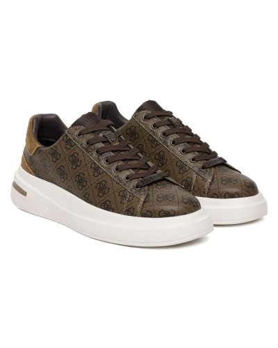 Scarpe uomo Guess sneaker Elba 4G logo in pelle ed ecopelle brown US26GU10 FMPELAFAL12