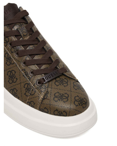 Scarpe uomo Guess sneaker Elba 4G logo in pelle ed ecopelle brown US26GU10 FMPELAFAL12