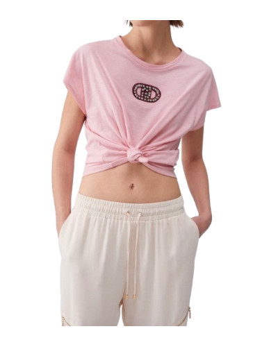 T-shirt donna Liu Jo petalo logo strass ES26LJ19 TA6164 JS870 P9191