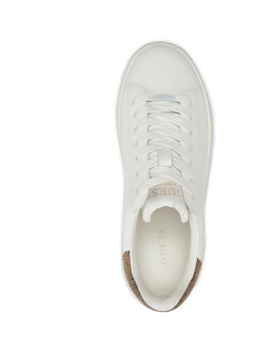 Scarpe  Guess sneaker Elbina in pelle white/ beige DS26GU08 FLJELBFAL12