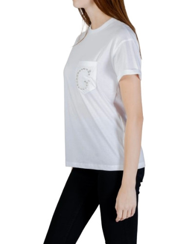 T-shirt donna Guess pocket logo strass bianco ES26GU41 W6GI17K3037