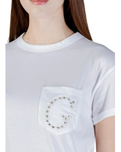 T-shirt donna Guess pocket logo strass bianco ES26GU41 W6GI17K3037