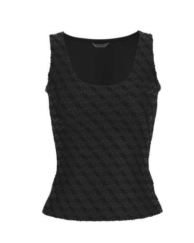 Top donna Guess canotta Tank 4G all over nero ES26GU46 W6GP10K2932 JBLK