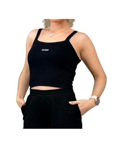 Top donna Guess canotta Stella rib Tank nero ES26GU57 V6GP16K3180