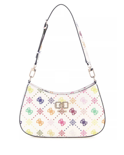 Borsa donna Guess Emelie top zip shoulder bag white multi logo BS26GU113 GM992818