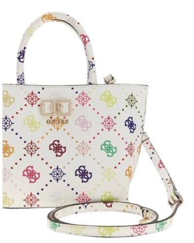 Borsa donna Guess Emelie logo mini white multi logo BS26GU118 GM992875