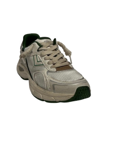 Scarpe uomo 4B12 sneakers running Newrun white/ green US26QB08 NEWRUN-U05