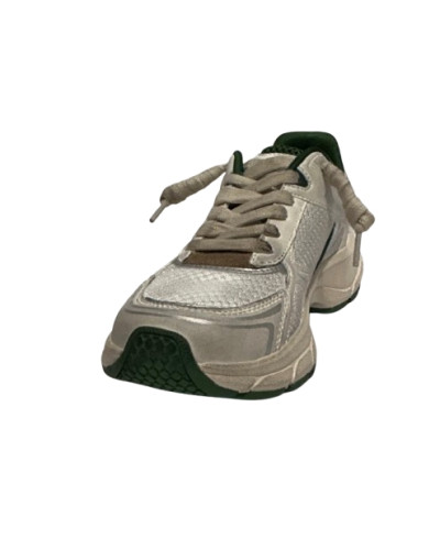 Scarpe uomo 4B12 sneakers running Newrun white/ green US26QB08 NEWRUN-U05