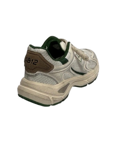 Scarpe uomo 4B12 sneakers running Newrun white/ green US26QB08 NEWRUN-U05