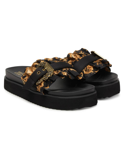 Slippers donna Versace Jeans Couture zeppa nero DS26VE09 80VA3SM5 ZS175 G89