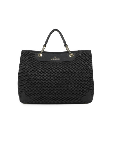Borsa a mano con tracolla Braccialini Beth tricot nero BS26BR06 B18870