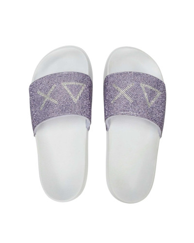 Slippers strass beach donna Sun68 0124 bianco/lilla DS26SU25 X36211