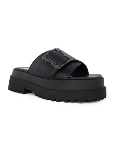 Slipper donna Buffalo Pluto Slide Buckle ecopelle vegan nero DS26BF01 BN1602333