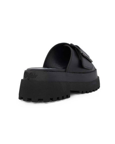 Slipper donna Buffalo Pluto Slide Buckle ecopelle vegan nero DS26BF01 BN1602333