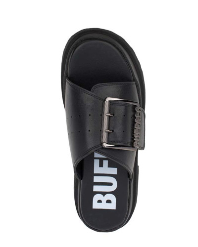 Slipper donna Buffalo Pluto Slide Buckle ecopelle vegan nero DS26BF01 BN1602333