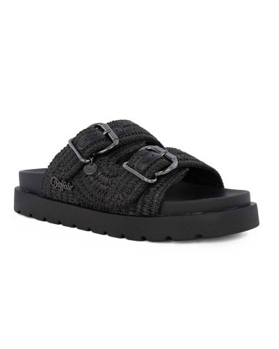 Slipper donna Buffalo Raya Ari Bo raffia vegan nero DS26BF07 BN1602336