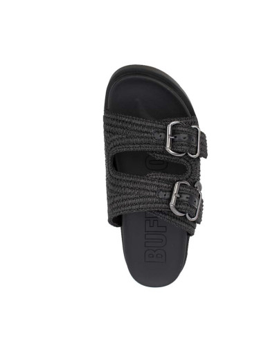 Slipper donna Buffalo Raya Ari Bo raffia vegan nero DS26BF07 BN1602336