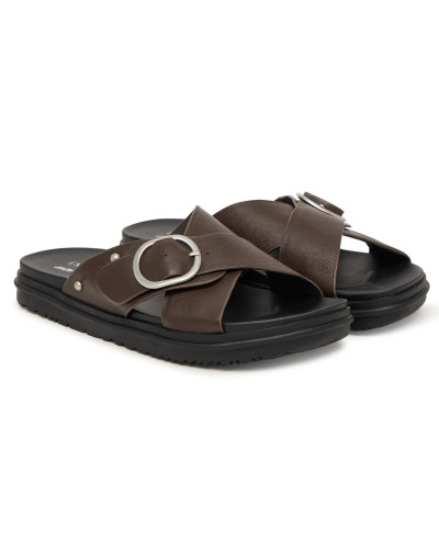 Sandalo donna EMU Ebony pelle espresso DS26EM01 W13247