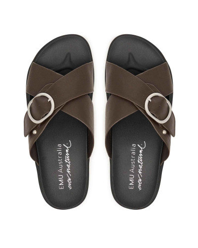 Sandalo donna EMU Ebony pelle espresso DS26EM01 W13247