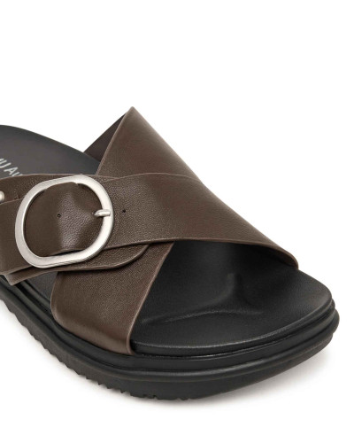 Sandalo donna EMU Ebony pelle espresso DS26EM01 W13247
