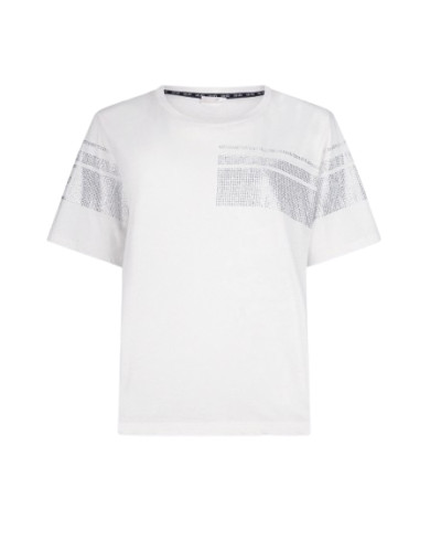 T-shirt donna Liu Jo white milk strass ES26LJ37 TA6267 JS923 M9223